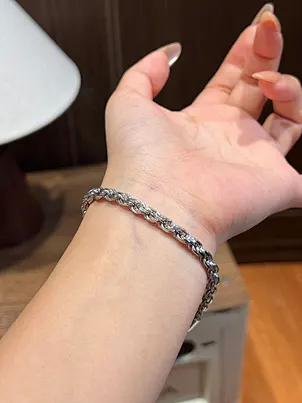 999 Sterling Silver Multi‑Charm Beaded Bracelet